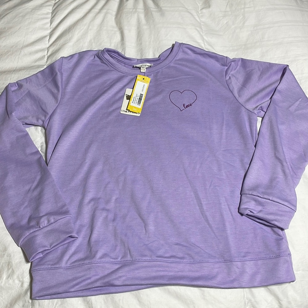 Crown of Hearts NWT Purple Sweatshirt - Criss Cross Back - Girls XL